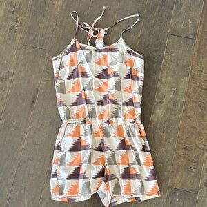 Prana Geometric Romper in Orange and Brown